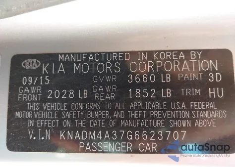 2016 Kia Rio Lx from USA, damaged, VIN KNADM4A37G6623707
